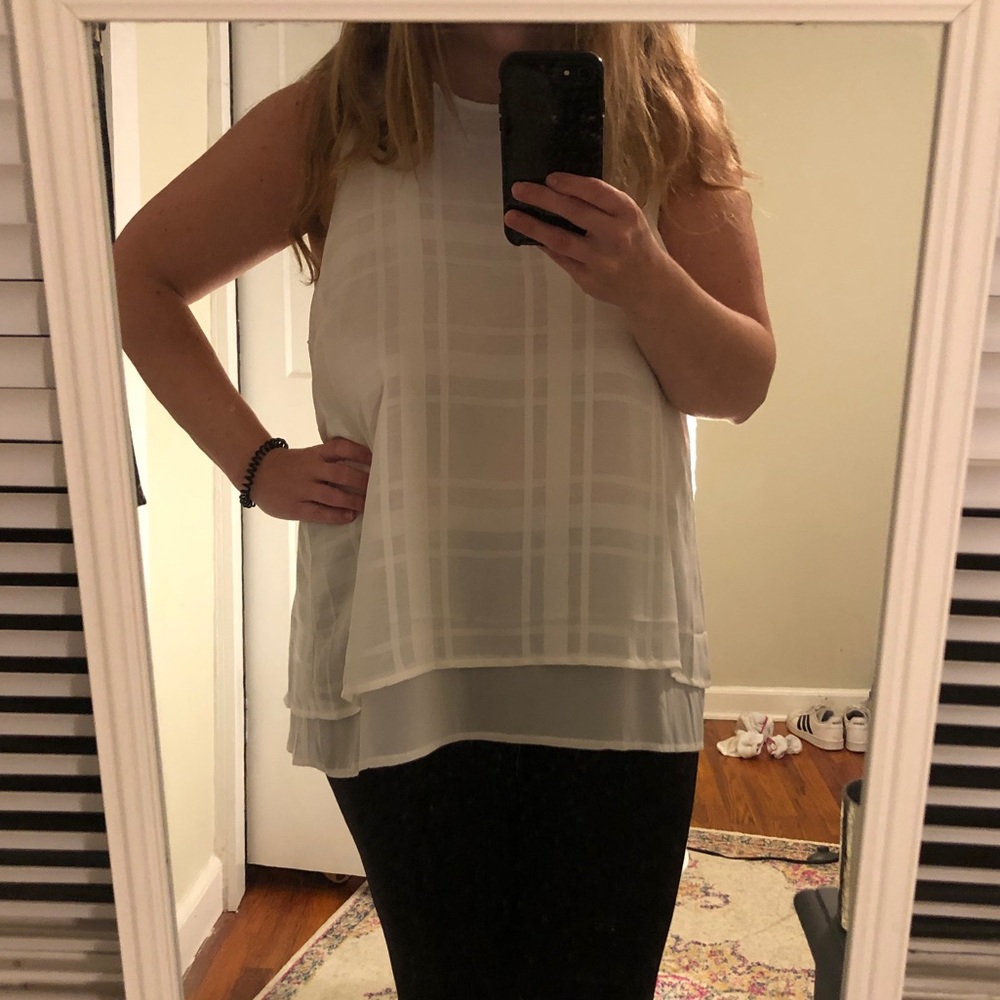 H&M white blouse with zipper